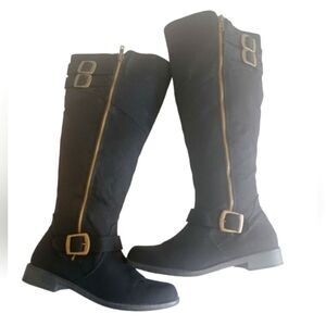 JustFab black faux suede winter boots